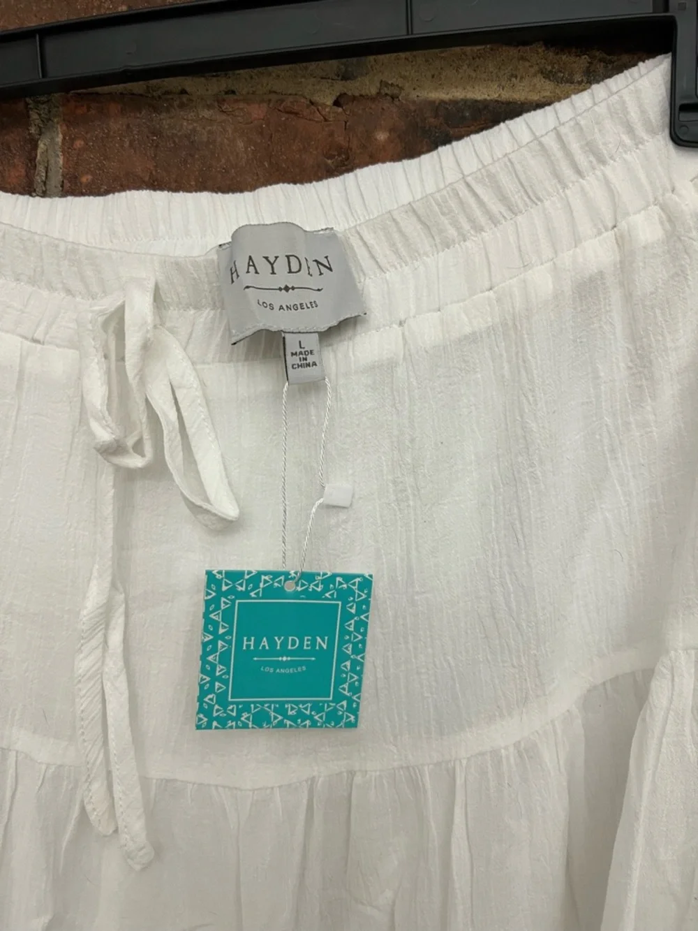 Hayden White Tiered Maxi Skirt with Drawstring - Picture 2 of 3